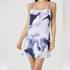 NWT, French Connection Abstract Purple Mini Slip Dress. Size Small.